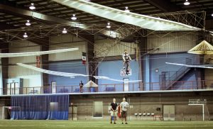 AeroVelo members operate Atlas, a human-powered helicopter.