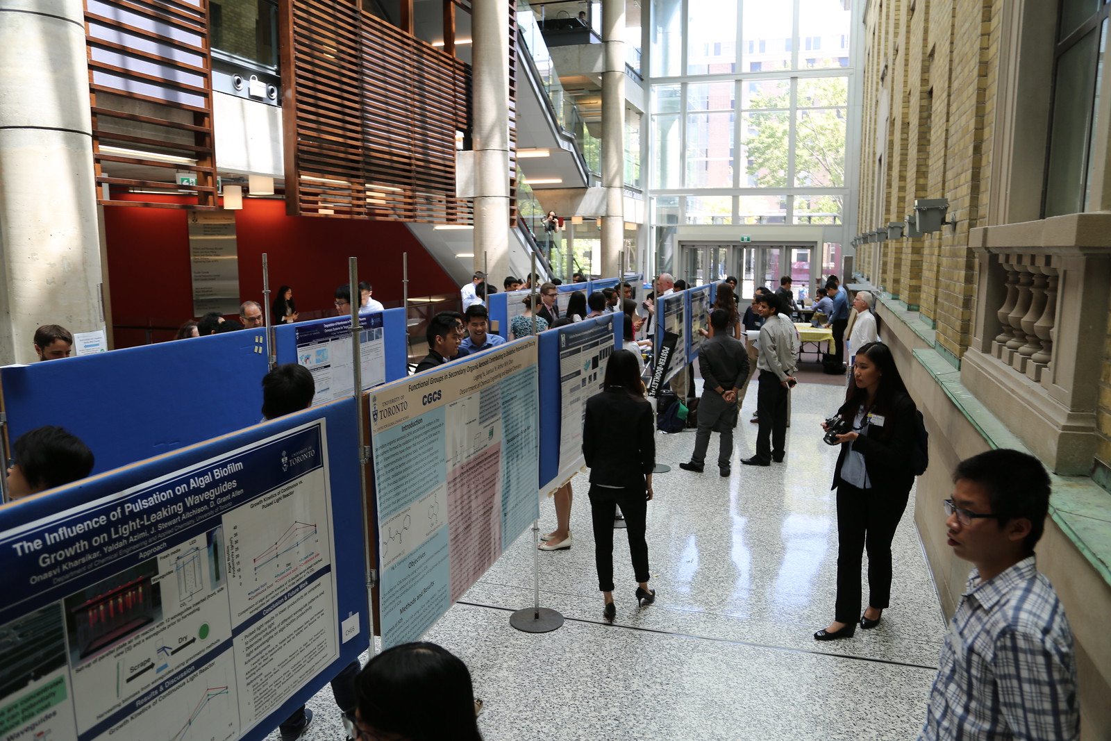 Research posters in Bahen Centre foyer for Engineering Research Day